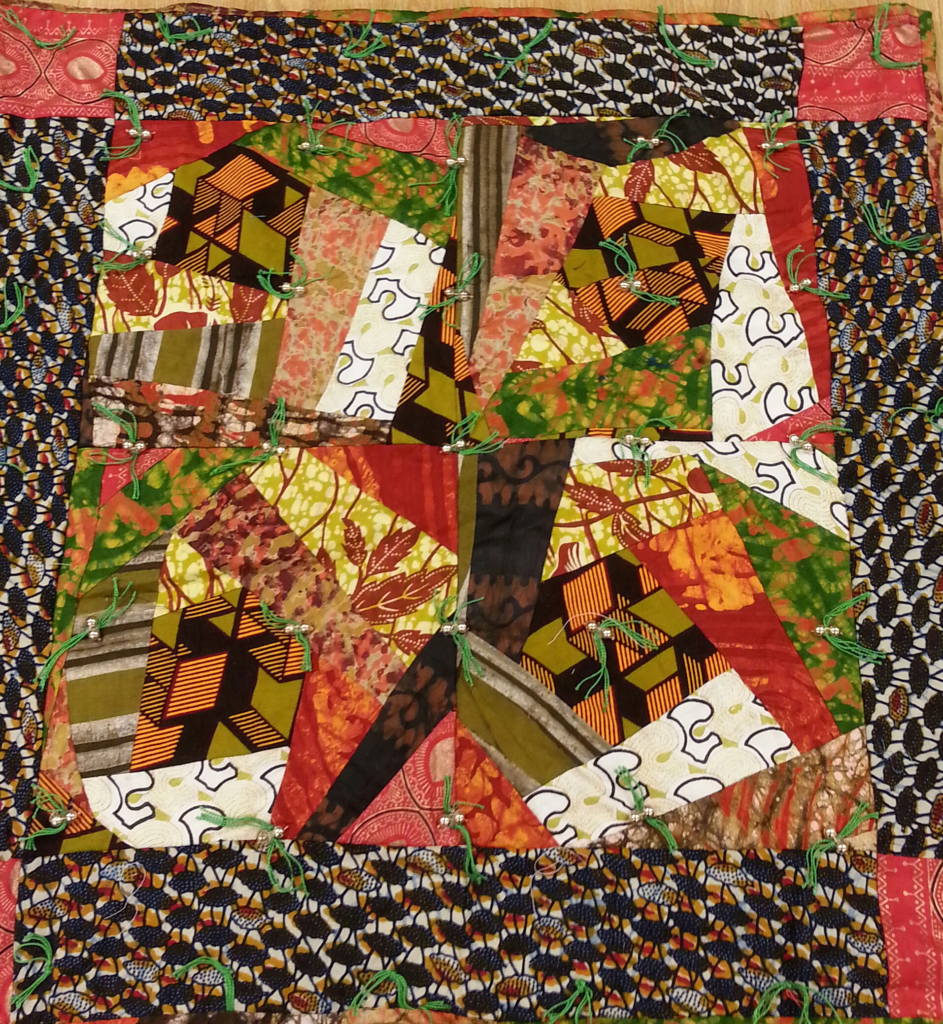 A photo of a quilt created by a creative aging program participant at the Hartford Public Library in Connecticut.